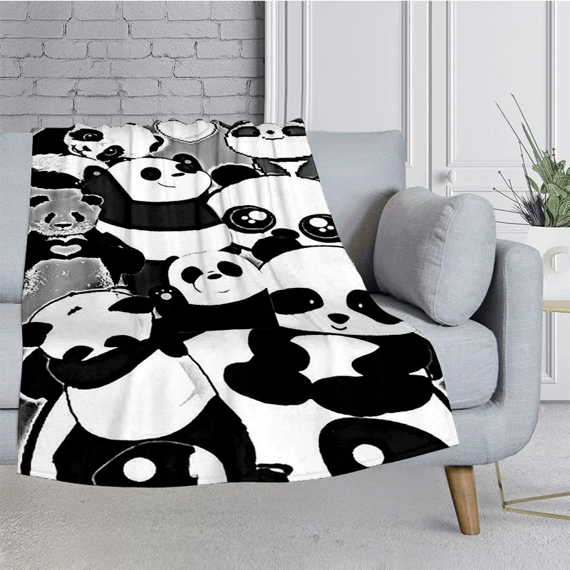 

Panda 3D Printed Blanket Flannel Soft Plush Sofa Bed Throwing Cartoon Blankets for Beds