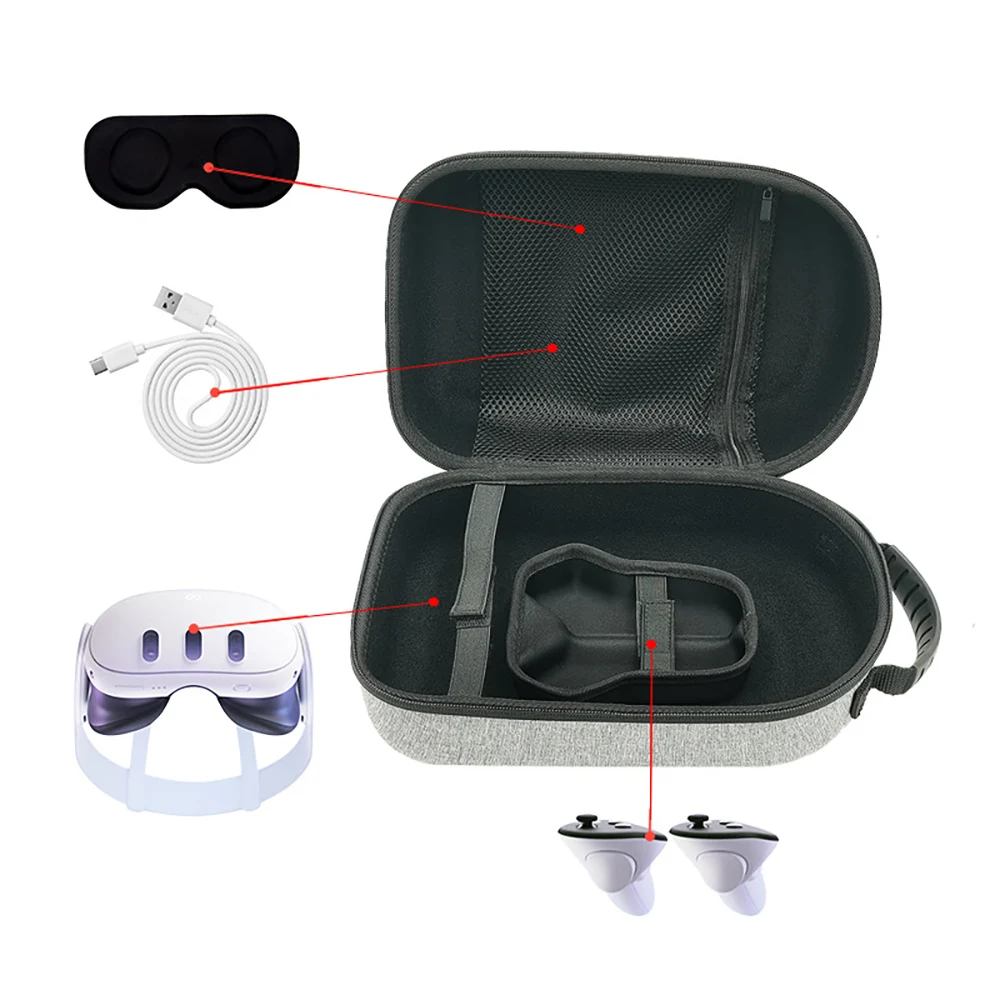 메타 퀘스트 3 VR AR 헤드셋 핸들 휴대용 가방, 메타 Q3 S 방수 오거나이저 파우치, EVA 하드커버 보호 케이스