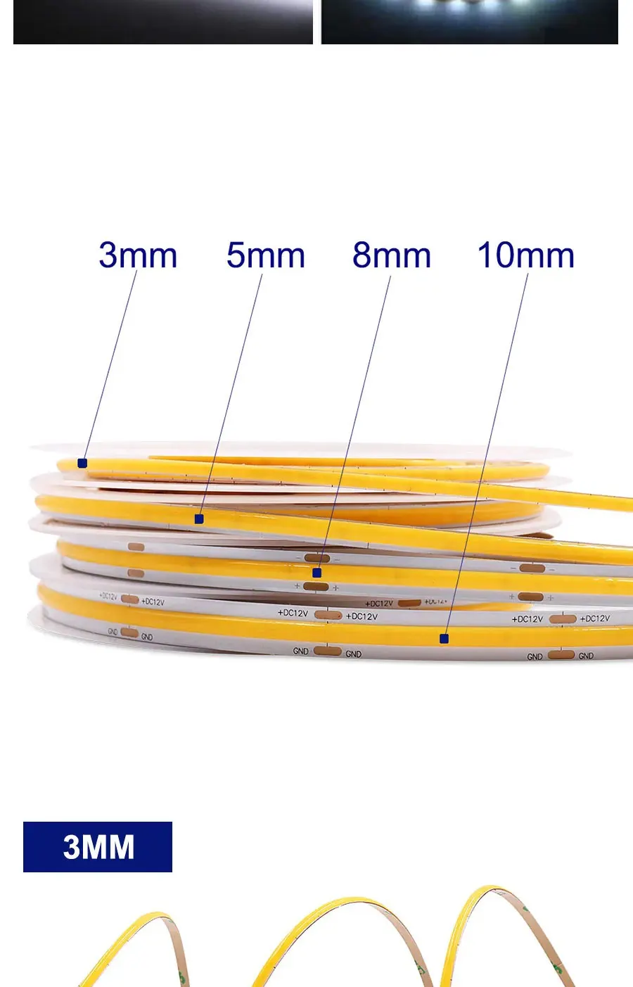 5m 10m Flexible 12V 24V LED COB Strip Light Bar S95f0e58ead384f50b7754dbcd40a17d9I