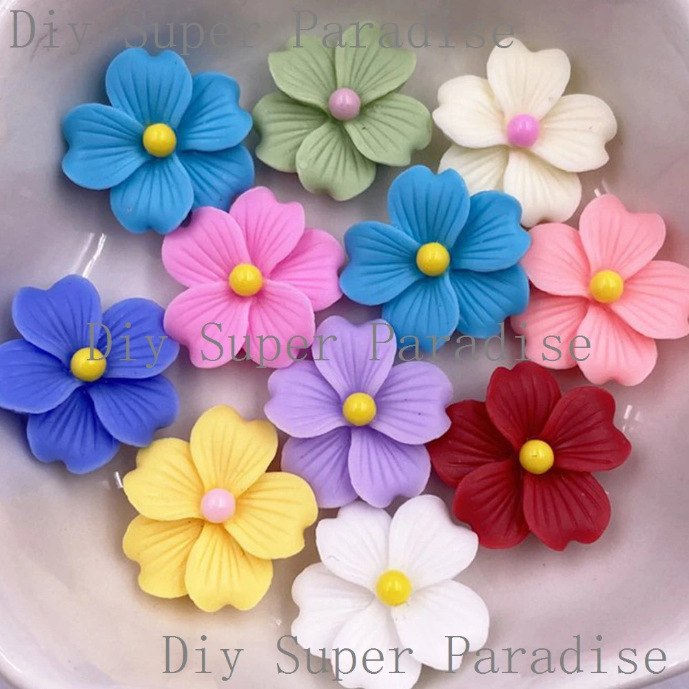 50 Stücke Harz Bunte 16mm Blume Flache rückseite Stein Figuren Sammelalben DIY Hochzeit Weihnachten Kunst Dekor Schmuck Handwerk Zubehör