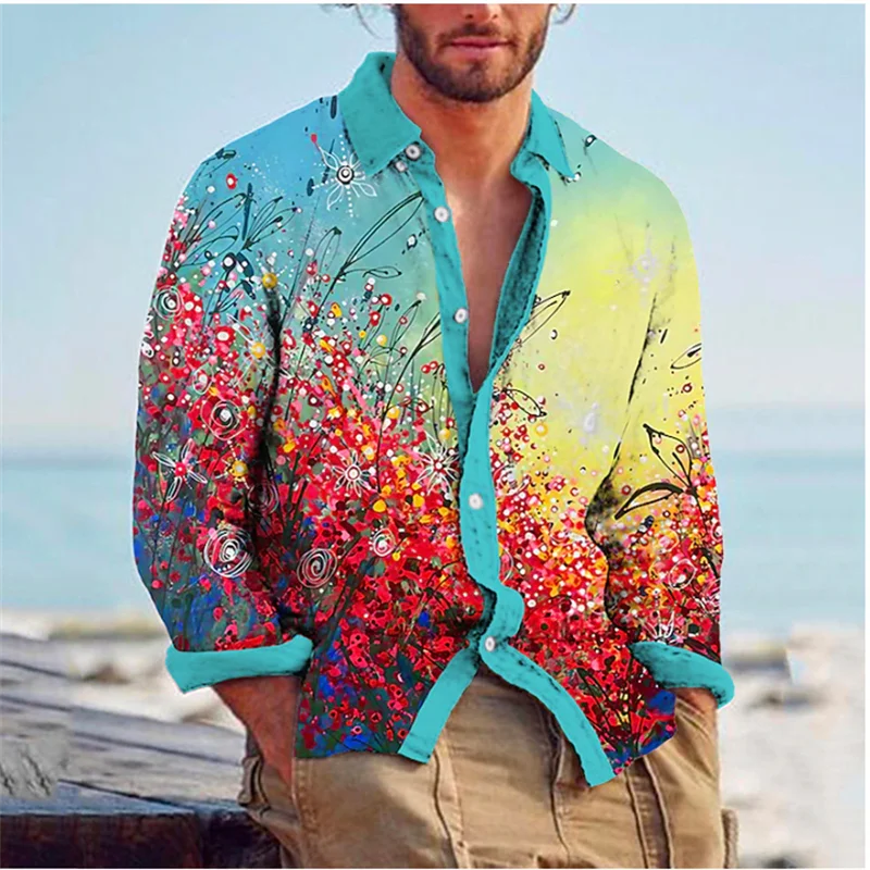 2023 New Fashion Men's Shirt Button Lapel Shirt Casual