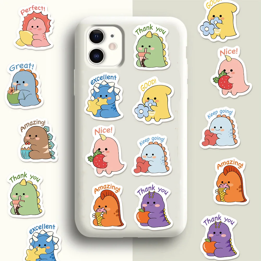 500PCS 크리 에이 티브 영어 보상 공룡 롤 스티커, 라벨 씰링 스티커, 전화 케이스, 컴퓨터 방수 보상 스티커