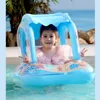 2024 Inflatable Baby Swimming Rings Seat Floating Sun Shade Toddler Swim Circle Fun Pool Bathtub Beach Party Summer Water Toys 3