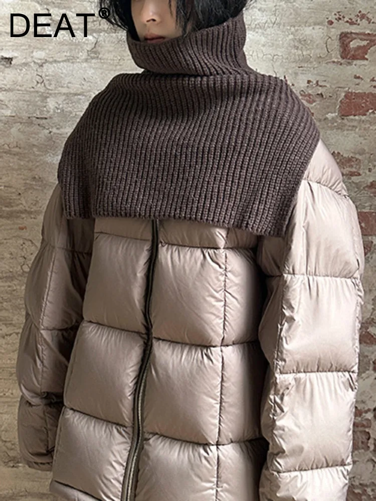 

DEAT Fashion Women's Multi Wear Knitted Bib Trutleneck Coffee Apricot Split Soft Scraf Winter 2023 New Colthes Accessory 7AB2360