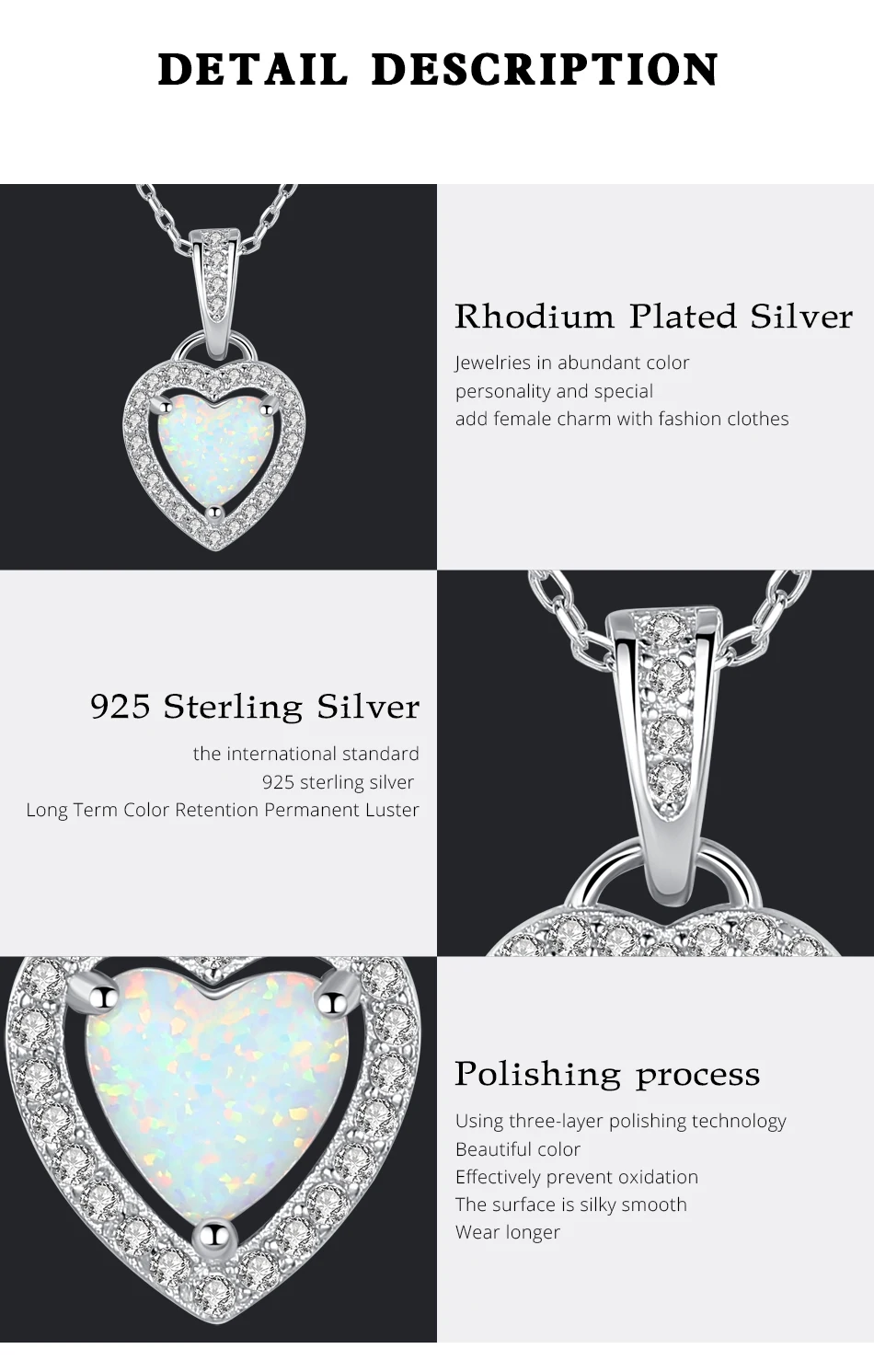 Collana con ciondolo in opale di fuoco a cuore in argento sterling per donna Collana d'amore scintillante Fine San Valentino s_voghion.com