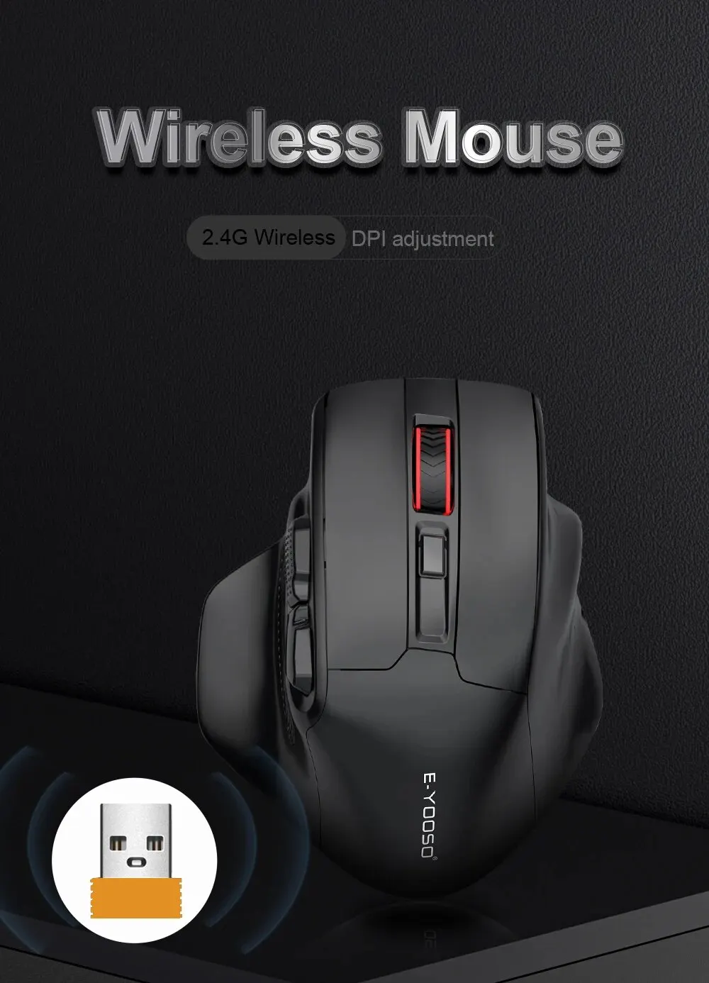 E-YOOSO X-31 USB 2.4G Wireless Gaming Große Maus Große Hände PAW3212 4800 DPI 5 Tasten für Gamer Mäuse Computer_voghion.com