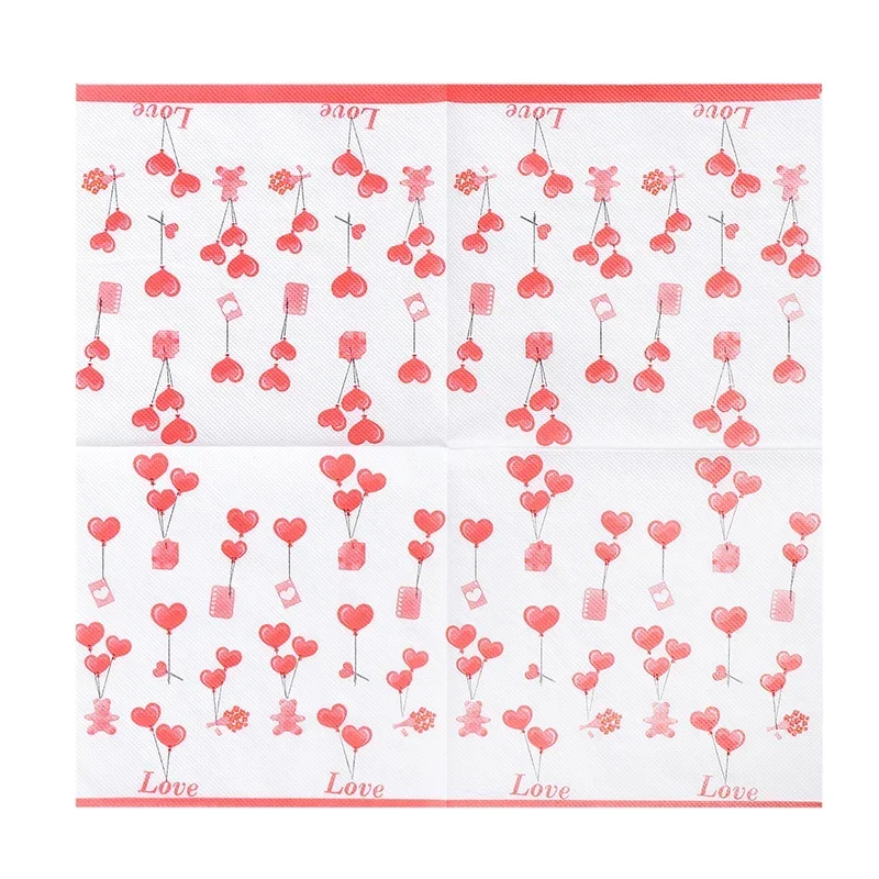 New Love Printing Napkins Colorful Paper Napkins Butterfly Bone Bart Handmade DIY Materials with Paper Wedding Towels 2Ply