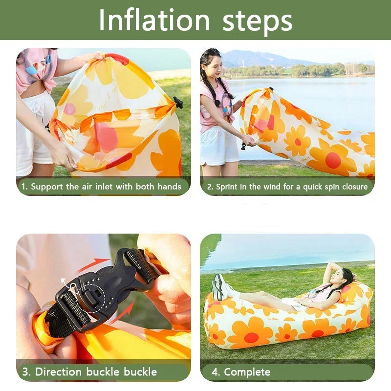 Beach Lounger Air Portable Inflatable Sofa Bed Furniture Rest Reclining Chair Camping Equipment 2 Seat Outdoor Garden Loungers