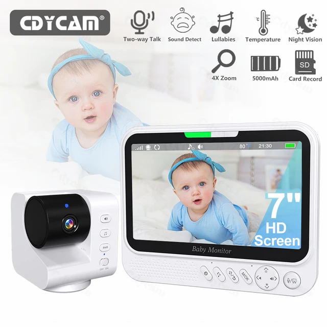 7 Inch Video Baby Monitor 720P With 4X Zoom No WiFi Two Way Audio Night Vision 5000mAh Battery Protection Surveillance Video Cam 1