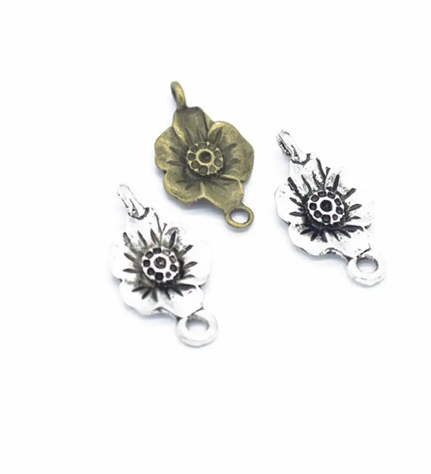 70pcs Charms Double hanging flower connector Pendant Bright Zinc Alloy Fit Bracelet Necklace DIY Metal Jewelry 22*12mm F0335