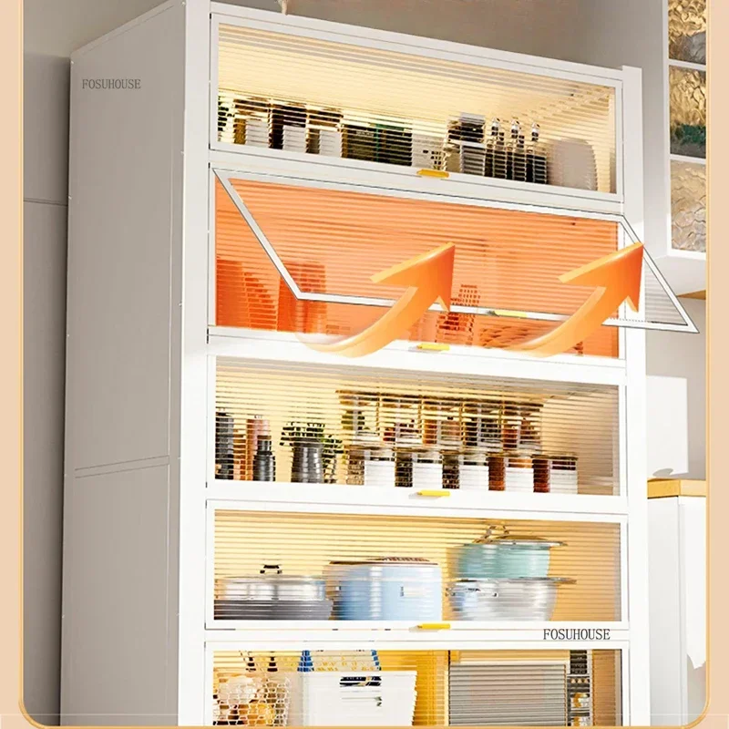 Modern Carbon Steel Kitchen Cabinets for Home Multi-layer Dustproof Pink Cabinet Creative Simple Design Furniture for Kitchen