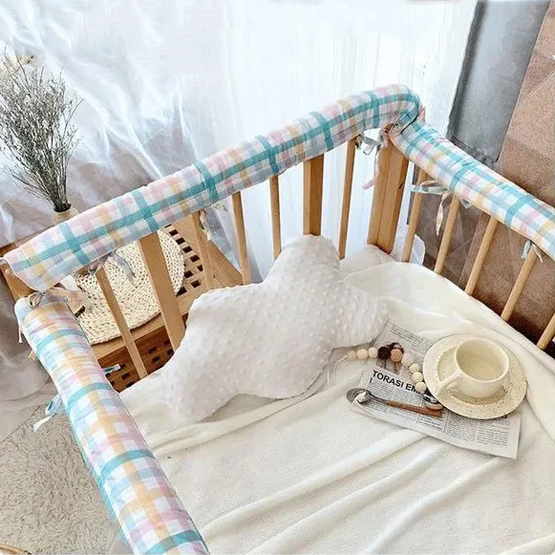 

100% Cotton Thickened Crib Rail Cover Crib Guardrail Anti-collision Anti-bite Strip Quilted Fence Protective Strip Soft Edge