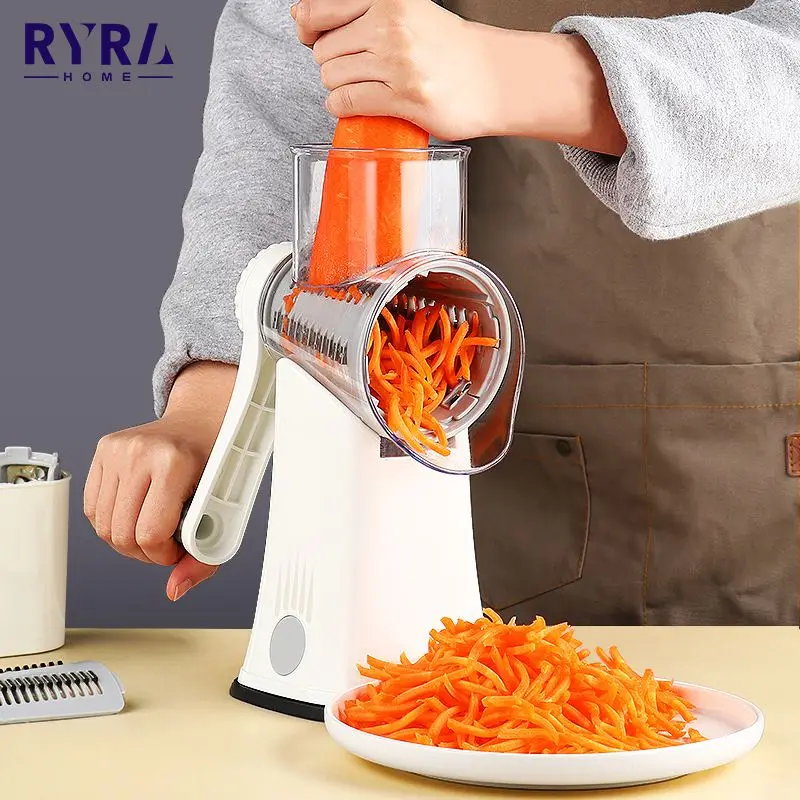 Multifunction Vegetable Chopper 3-in-1 Round Chopper Mandolin Shredder Manual Potato Carrot Cheese Graters Kitchen Accessories