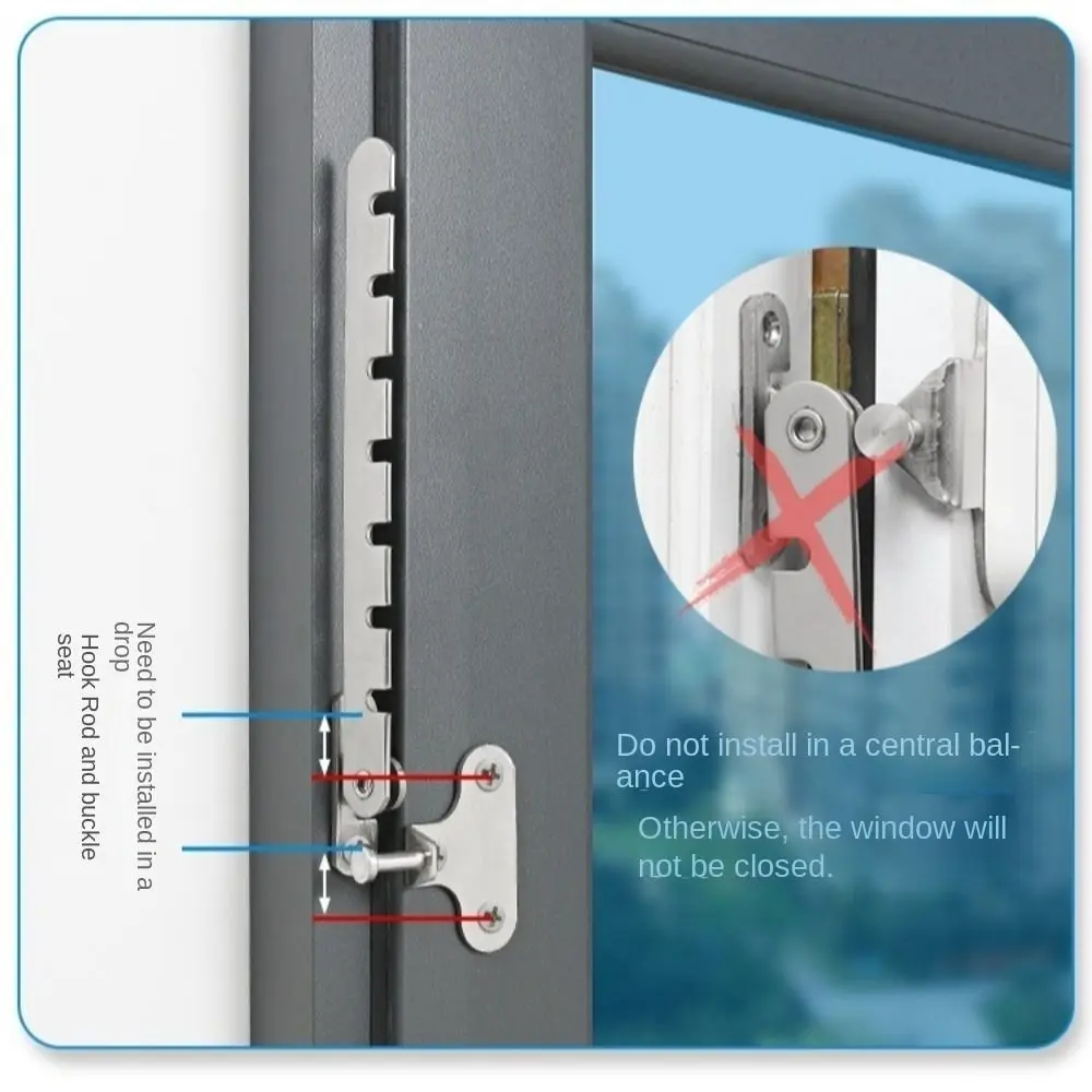 Description Picture 2 of itemSupport Plastic Inner Window Limiter Mild Steel Fixing Wind Hook Hook Position Wind Brace Support Plugs Windows