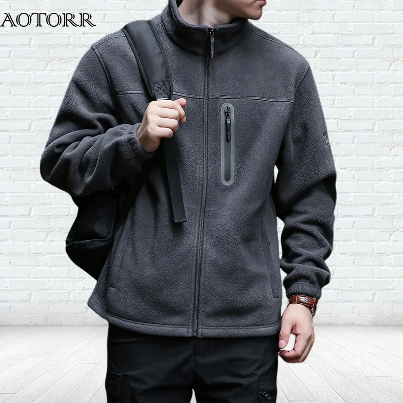 

Autumn and Winter Men's Warm Fleece Jacket Padded Men's Multi-pocket Outwear Shaker Liner Casual Tops Trend Sportswear 2023 New