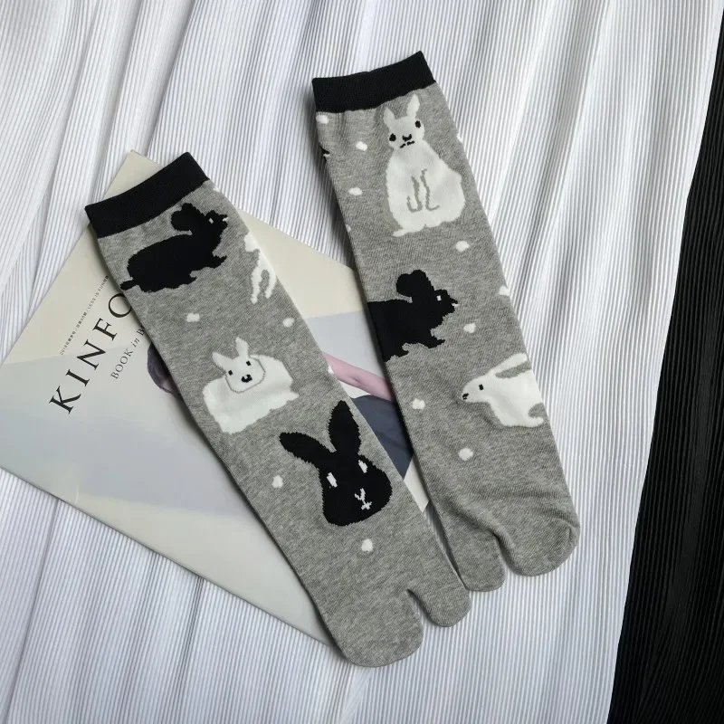 Cartoon Kunst Tabi Socken für Frauen japanische Harajuku Split Toe Socken hochwertige gekämmte Baumwolle dünne Crew süße zwei Zehensocken – Detail 8