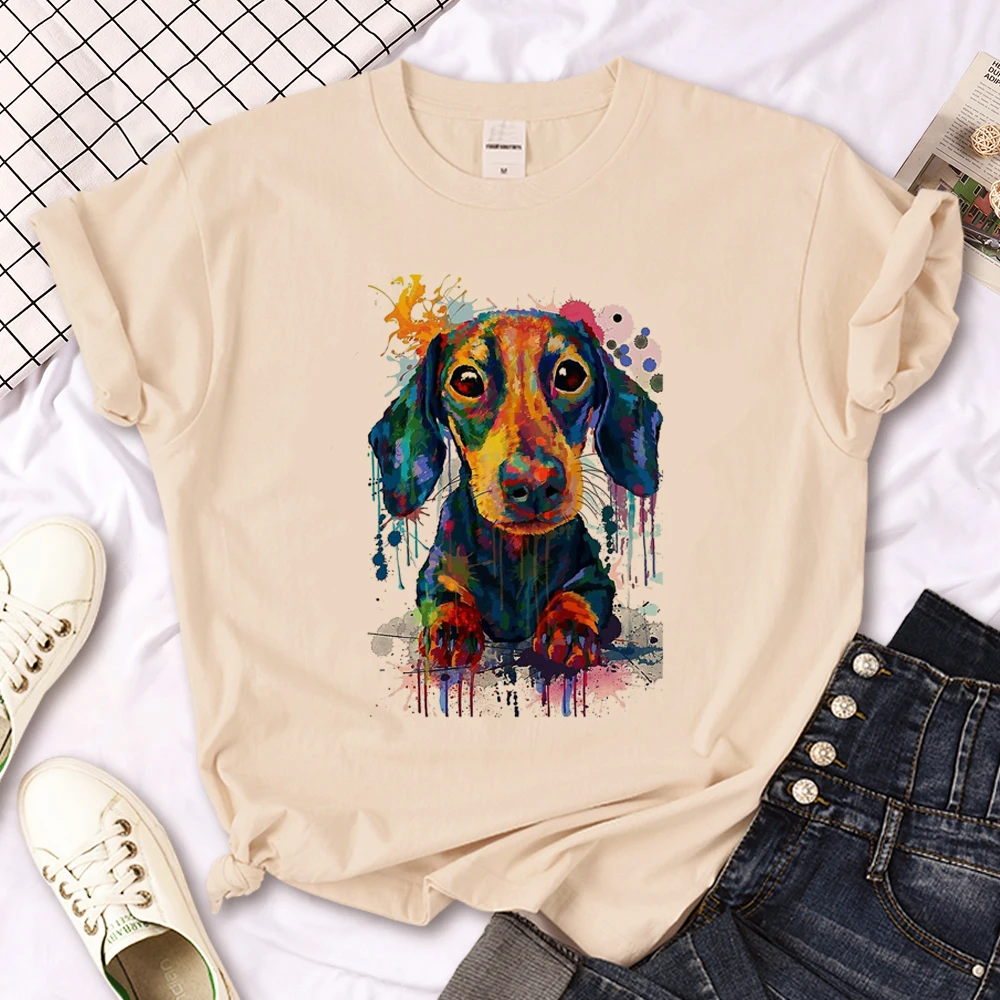 

Dachshund tshirt women designer anime Tee female comic Japanese designer clothes
