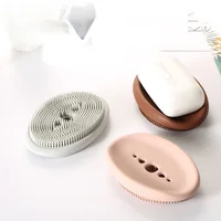 Silicone Soap Dish Creative Shower Dish Drain Plate Bathroom Soap Holder Soap Box Sponge Holder Punch-free High Quality 3