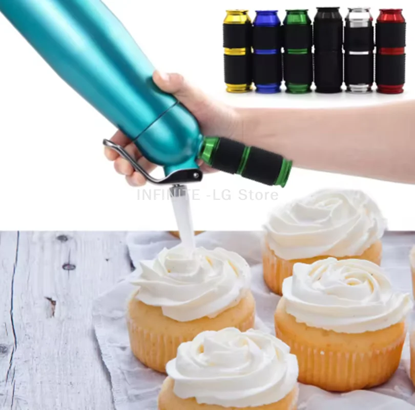1pcs Portable Aluminum Cream Whipper For 8g Gas Bottle Mini Rubber Grip Safe Kitchen Dessert Tool Foamer Whipped Cream Dispenser