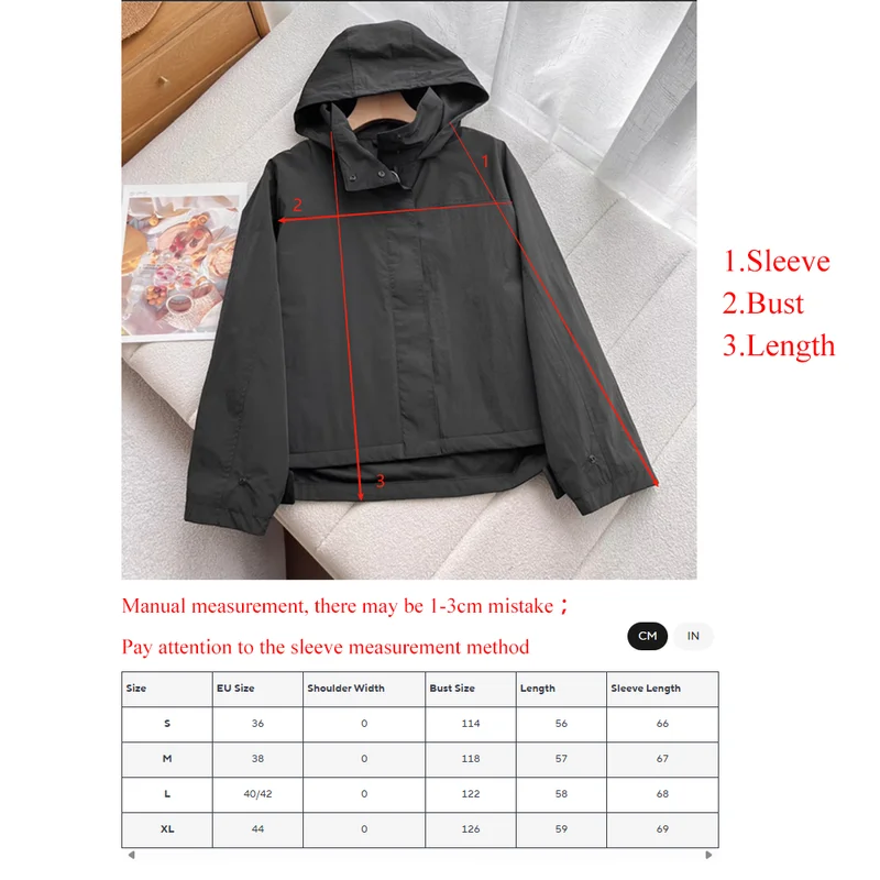 Windproof Stand Collar Jacket Women' Outdoor Hooded Thin Coat