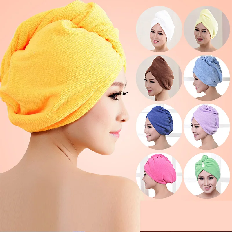 1pcs  Microfibre After Shower Hair Drying Wrap Womens Girls Lady's Towel Quick Dry  Hat Cap Head  Bathing Tools Turban