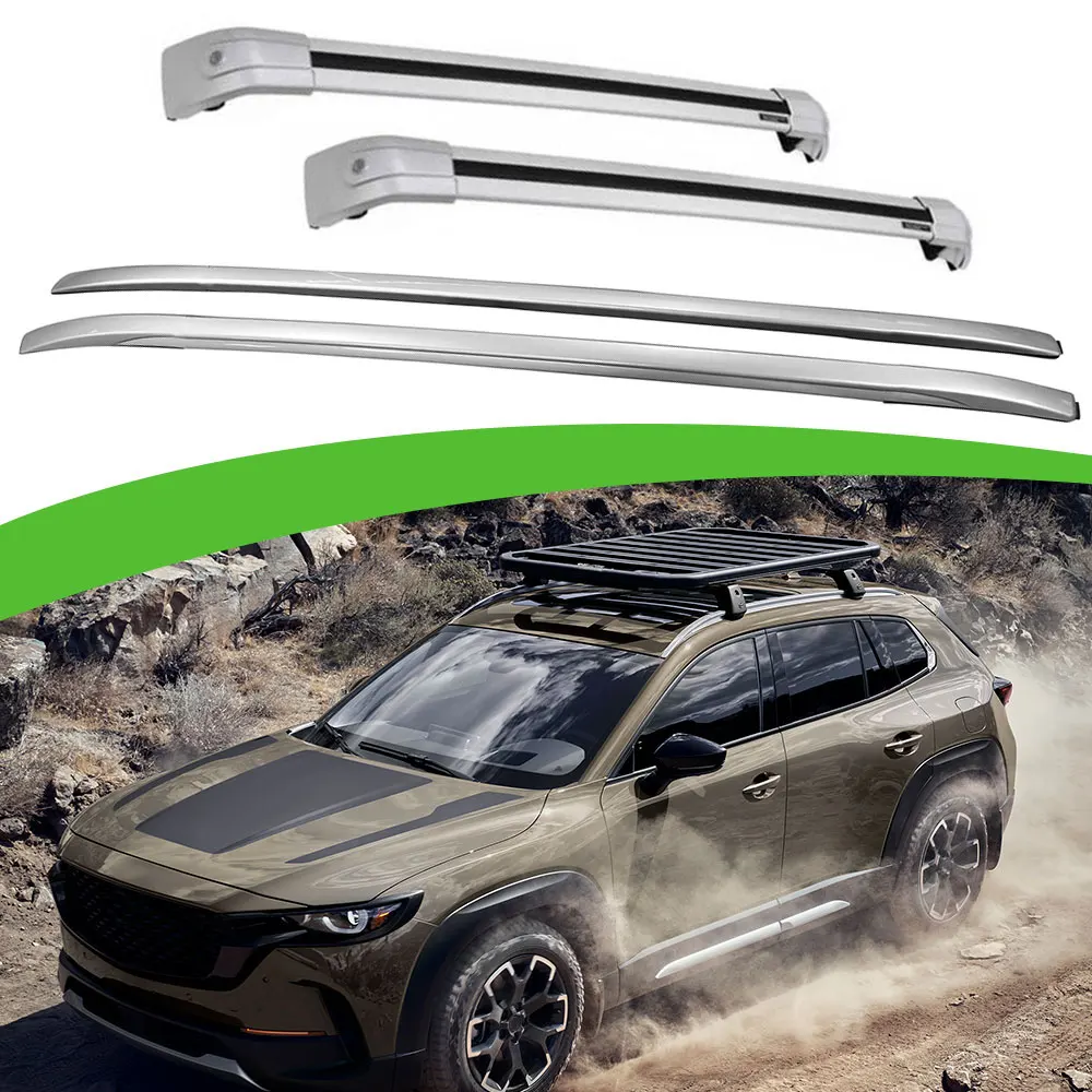 

4Pcs Aluminum Fits for Mazda CX-50 2022 2023 2024 Roof Rail Racks Side Rail Bar Crossbar Cross Bar