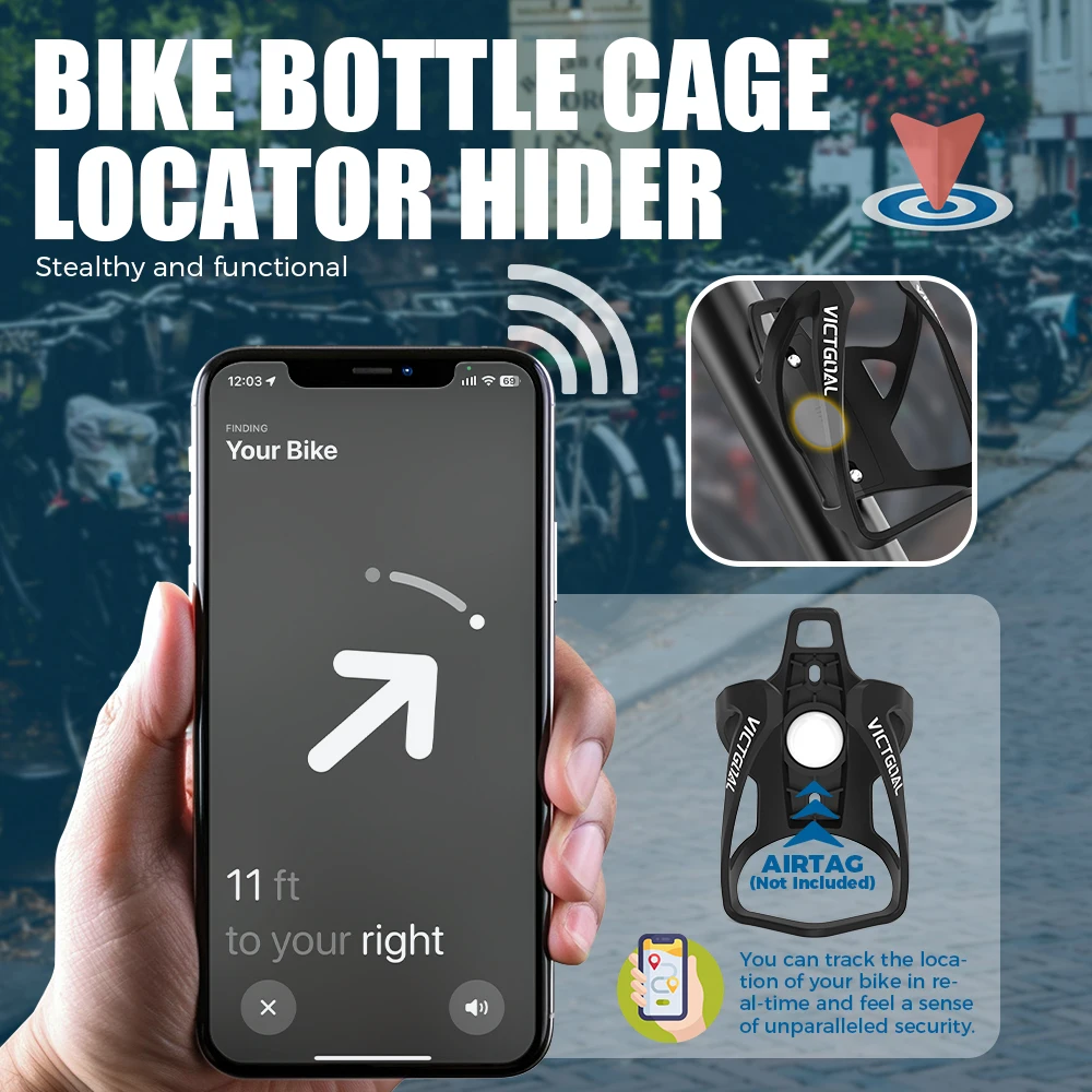 VICTGOAL Bicycle Bottle Cages with AirTag Hider MTB Road Bicycle Water Bottle Holder Cycling Bracket Accessories