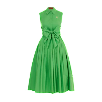 CHCH Women's Dress Summer Beach Party Sleeveless Single breasted Lace up Design Women's Long Dress 1