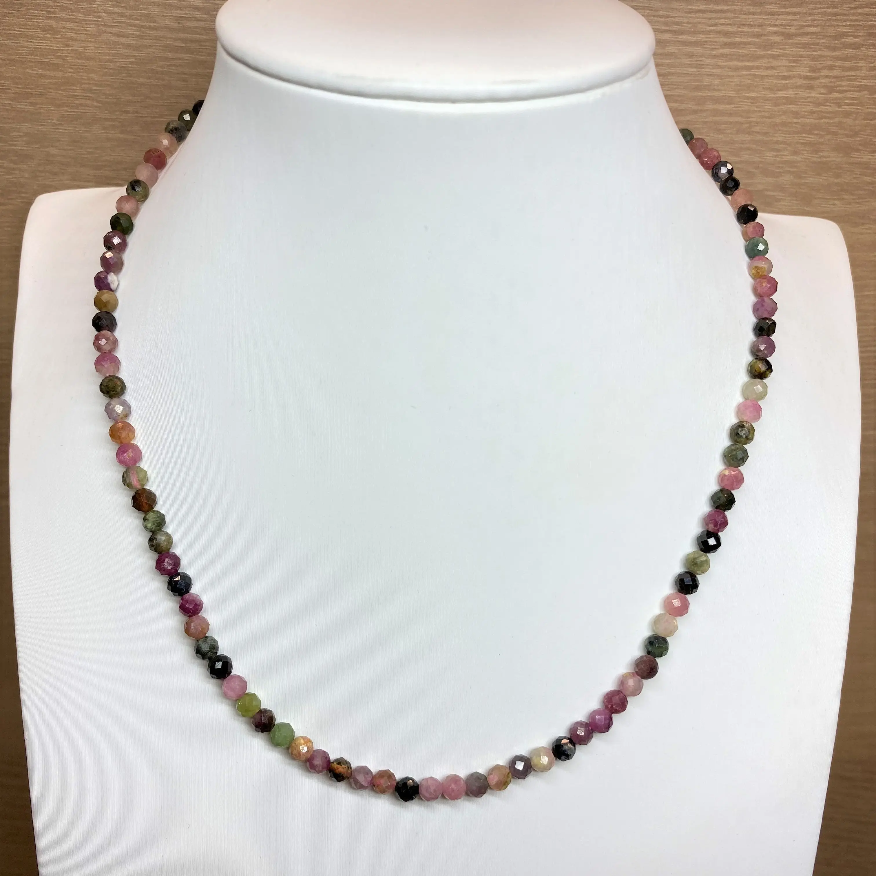 

4MM Faceted Tourmaline Necklace Rainbow Multicolor Gemstones Natural Stones Beaded Gold S925 Silver Collier Women BOHO Necklace