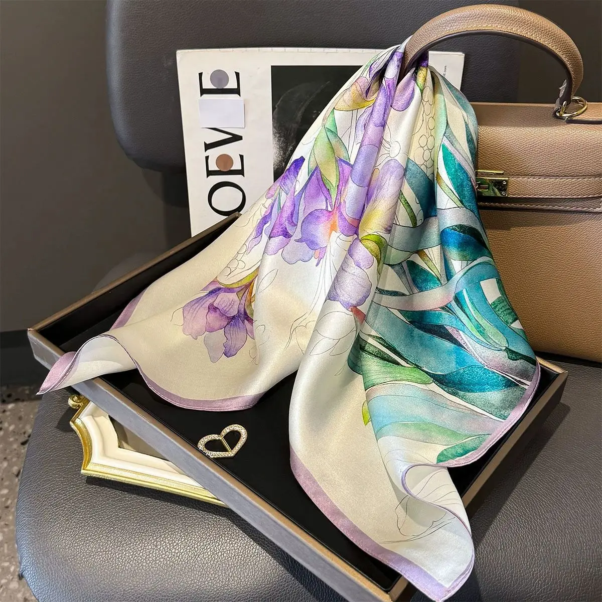 100% Mulberry Silk Square Scarf for Women