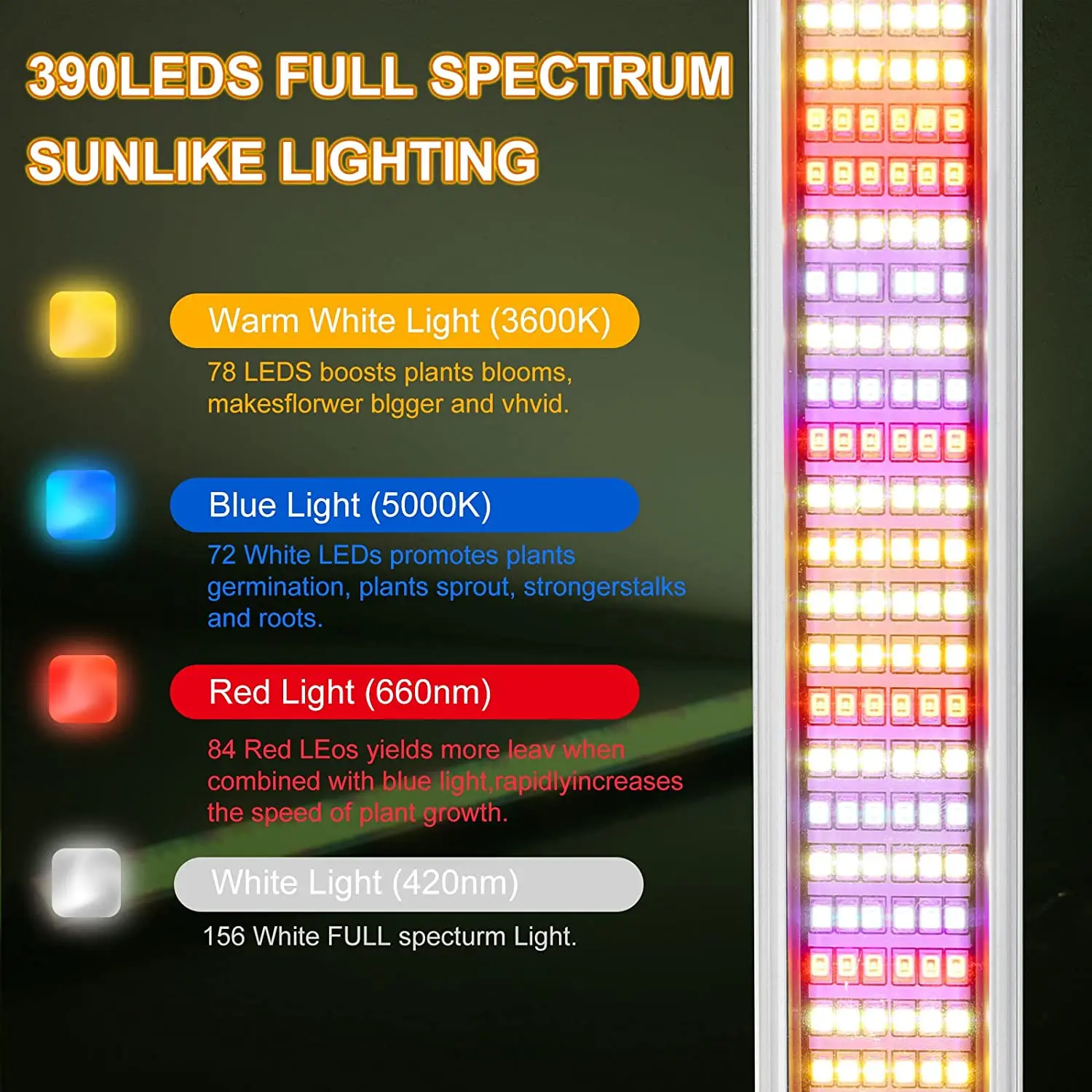 LED růst lehký 2 pack barů plný spektrum 390leds sazenice rostlina lampa časovač spínač pro growbox growtent hydroponie EU zátka