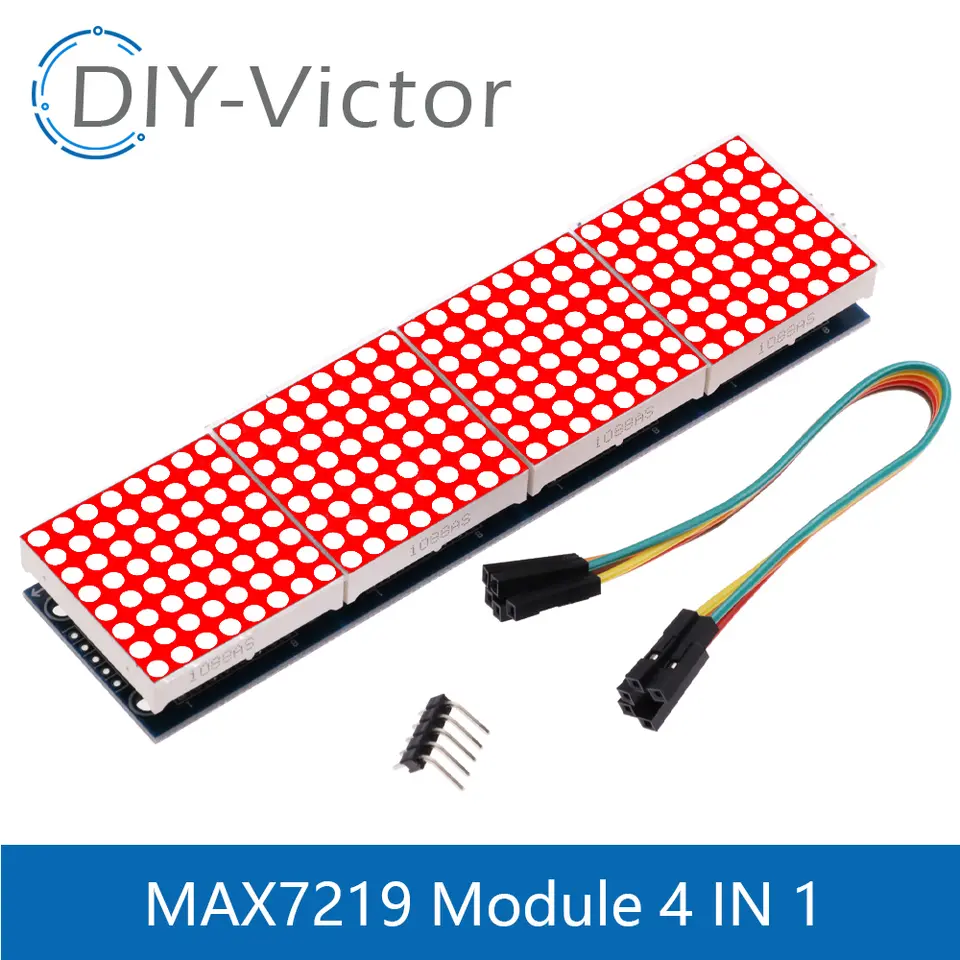 MAX7219 LED Microcontroller 4 In one Display with 5P Line Module 5V Operating Voltage for Arduino DIY 8x8 Dot Matrix Common image 10