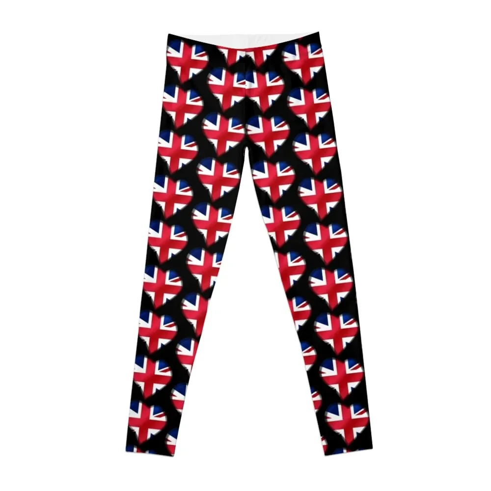 British Union Jack Flag-Regno Unito Uk - Heart Leggings Pantaloni Sportivi Da Palestra Da Donna Per Pantaloni Sportivi Leggings Da Donna