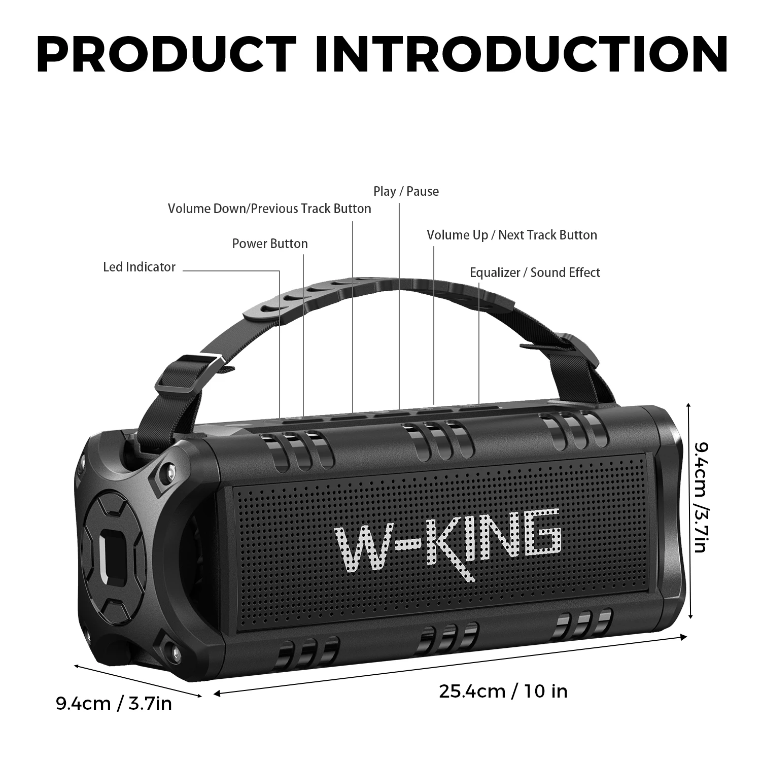 W-KING Tragbarer Bluetooth-Lautsprecher mit Stereo-Sound, Bluetooth 5, Bassup, IPX6 wasserdicht, kabellos, Lautsprecher für Zuhause, im Freien – Detail 10