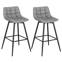  2PCs/set Designer Bar Stool High Chair for Bar Bistro leather/Velvet Seat with Footrest Metal Frame Household Bar Chairs 