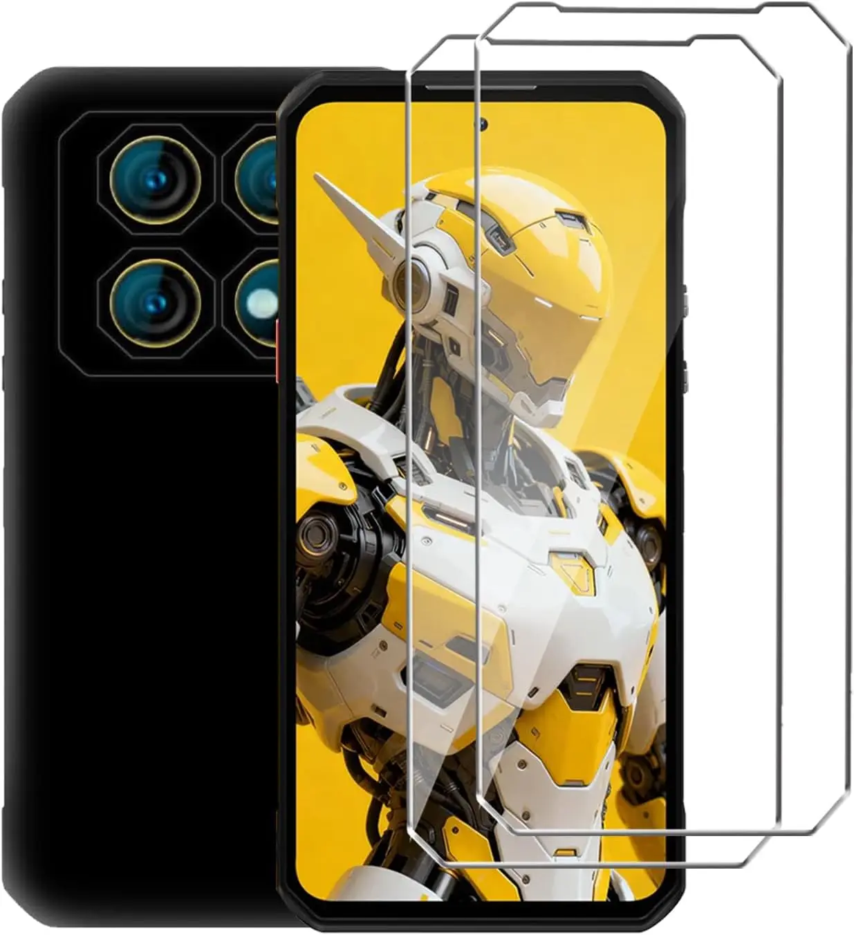 3-in-1 Shockproof Soft TPU Case with Dual Tempered Glass Screen Protectors
