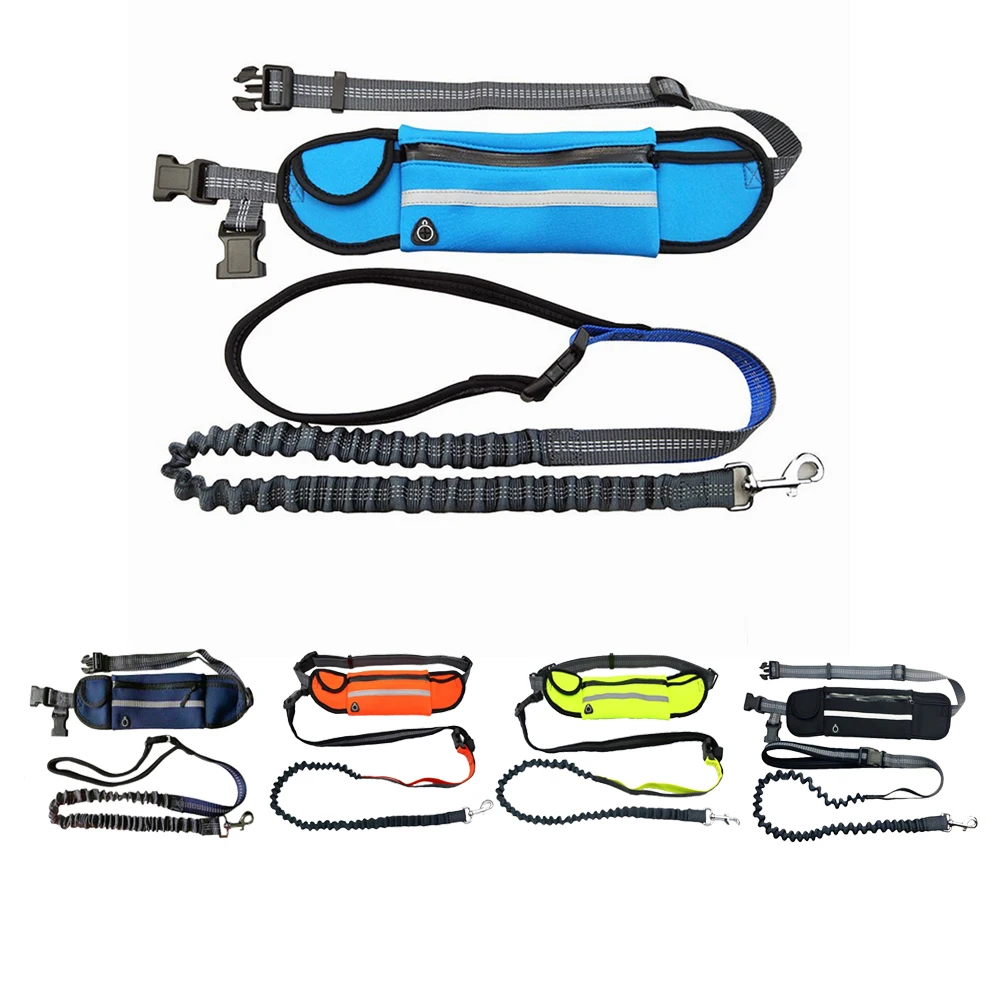 

Hands Free Dog Leash With Waist Bag Rope, Running Walking Jogging Training Hiking Dogs Leash,Retractable Bungee Reflective Leash