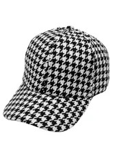  Classic Men's Houndstooth Cap Retro Baseball Cap White Black Plaid Hats for Women 