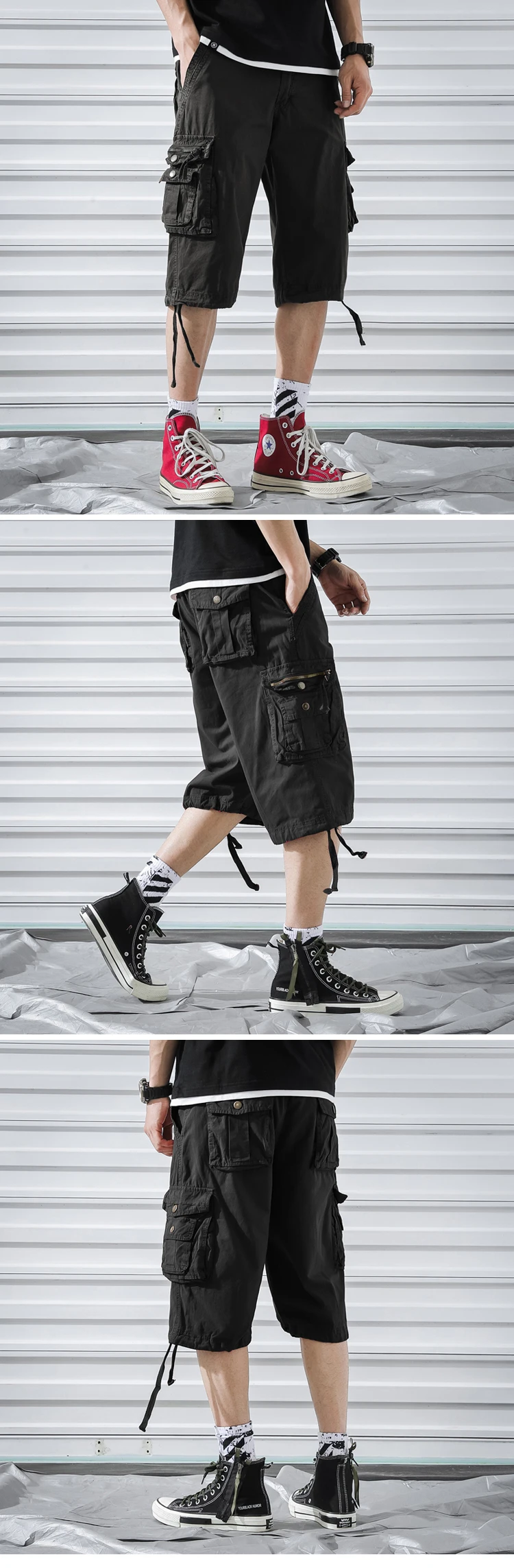 best casual shorts Military Shorts Men Cargo Shorts Summer Trousers Knee Length Punk Style Streetwear Men Work Trousers Fashion Bottoms 2022 casual shorts for men