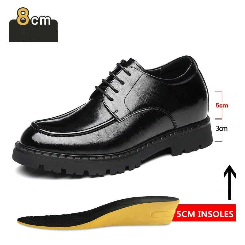 

Men's Dress Shoes Elevator Shoes Platform Breathable Casual Business Luxury Genuine Leather Heightening Shoes 8 6CM Taller Male