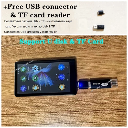 와이파이 블루투스 안드로이드 플레이어, 64GB IPS, 5.0 인치 터치 스크린, Hifi 음악 Mp3 비디오 음악 MP4 플레이어, TF 카드 스피커, 5000mah 5