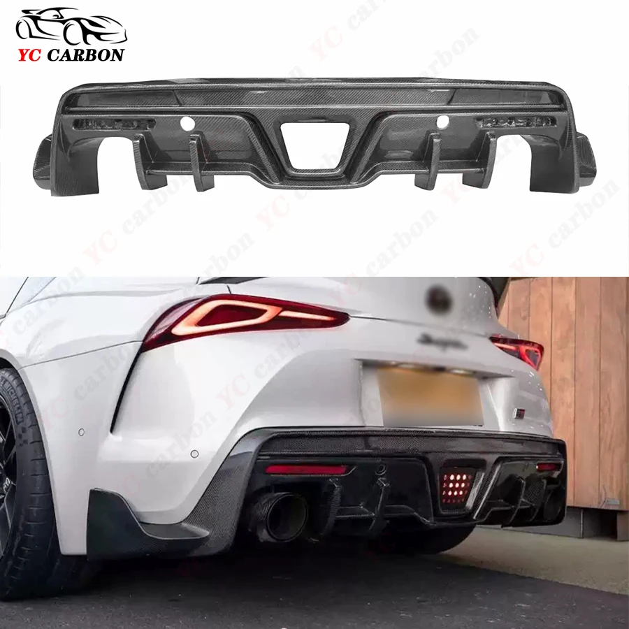 

For Toyota Supra GR A90 A91 MK5 High quality real carbon fiber rear diffuser wrap corner chin spoiler lip splitter TOM style