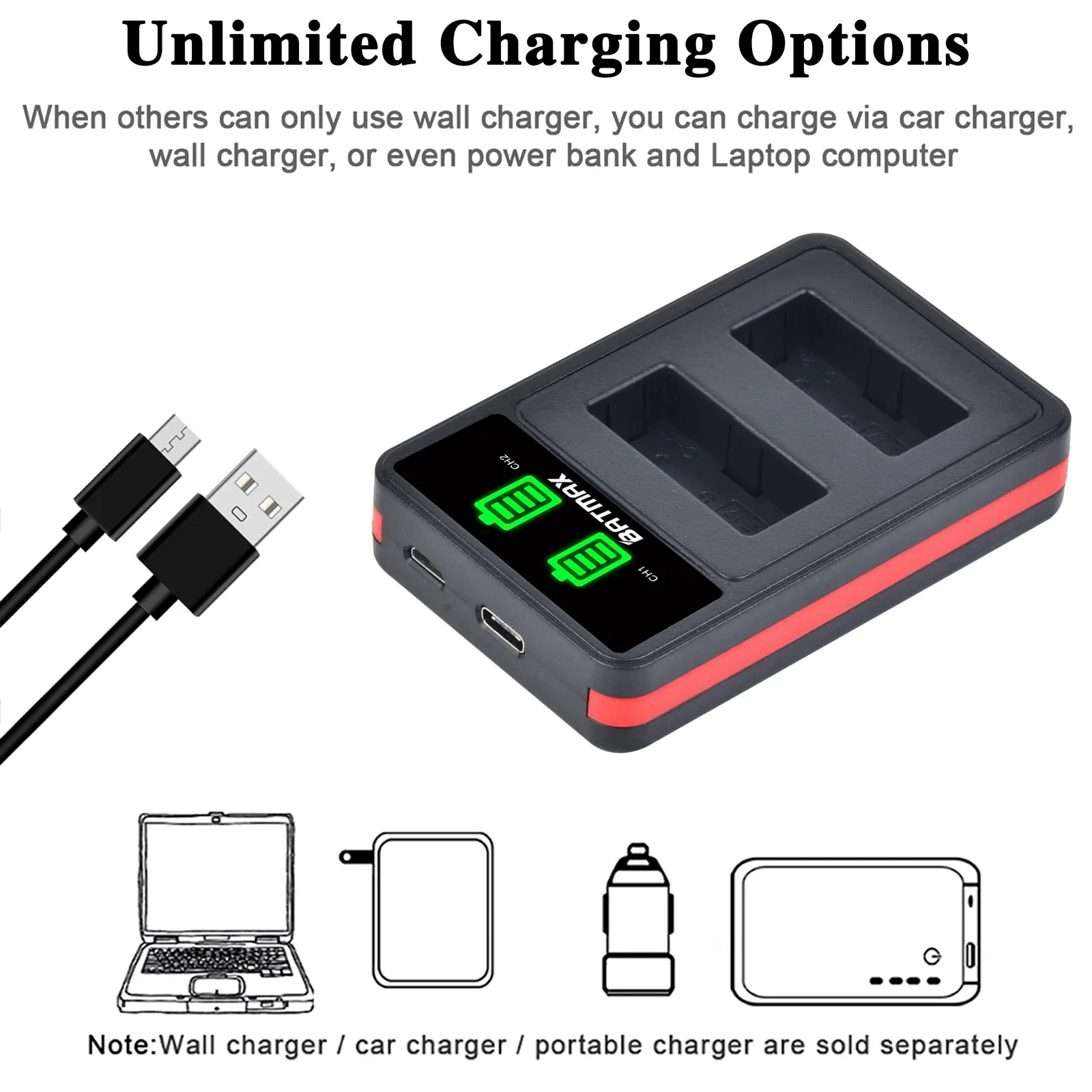 2x Batteria LP-E17 + Caricatore Doppio USB Per Canon Rebel SL3, SL2, T8i, T7i, EOS M3, M5, M6, R10