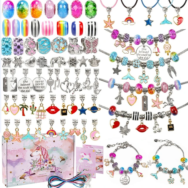 Charm Bracelet Jewerly Making Kit Diy Gorgeous Bracelet Set Necklace  Present Alloy Beads Set Charm Bracelet Making Kit For Girls - AliExpress