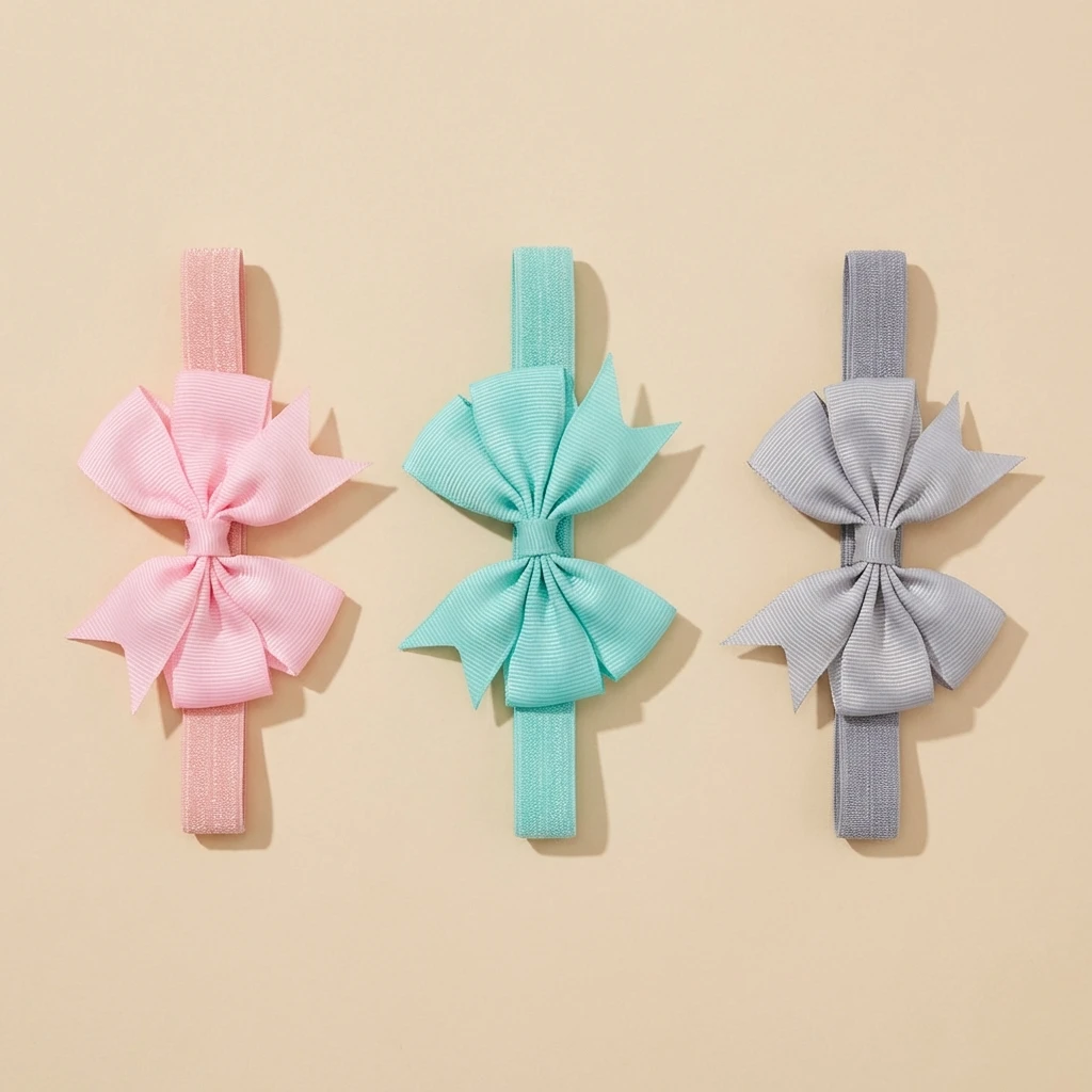 새로운 아동용 헤어밴드 단색 새틴 꼬리  리본 헤어밴드 사계절용 가벼운  헤어 액세서리