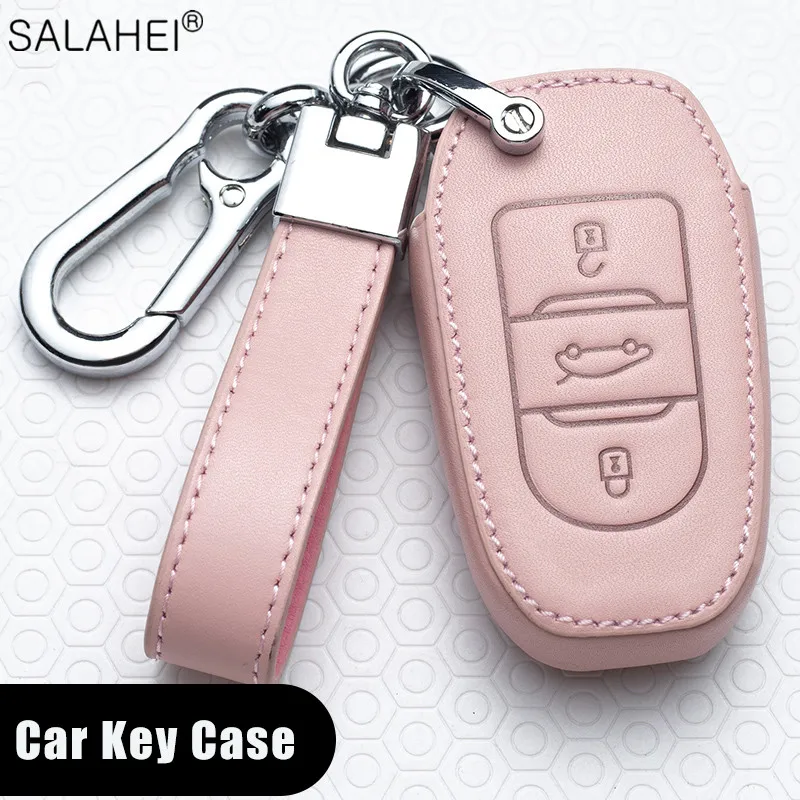 

Leather Car Key Case Cover For Peugeot 107 206 207 208 306 307 301 308S 407 2008 3008 4008 5008 RCZ For Citroen C1 C2 C3 C4 C5