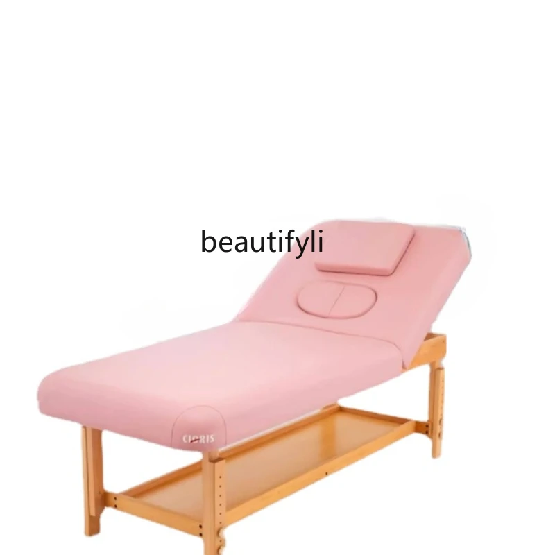 Beauty Salon Massage Couch Facial Bed Physiotherapy Bed Massage Bed Solid Wood with Chest Hole