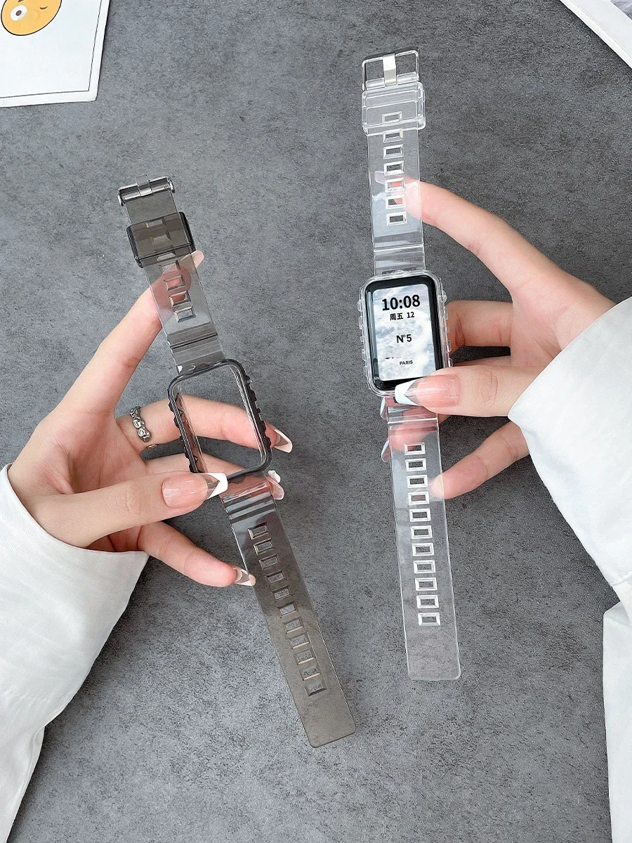 Soft Silicone Transparent TPU Sport Strap with Protective Case