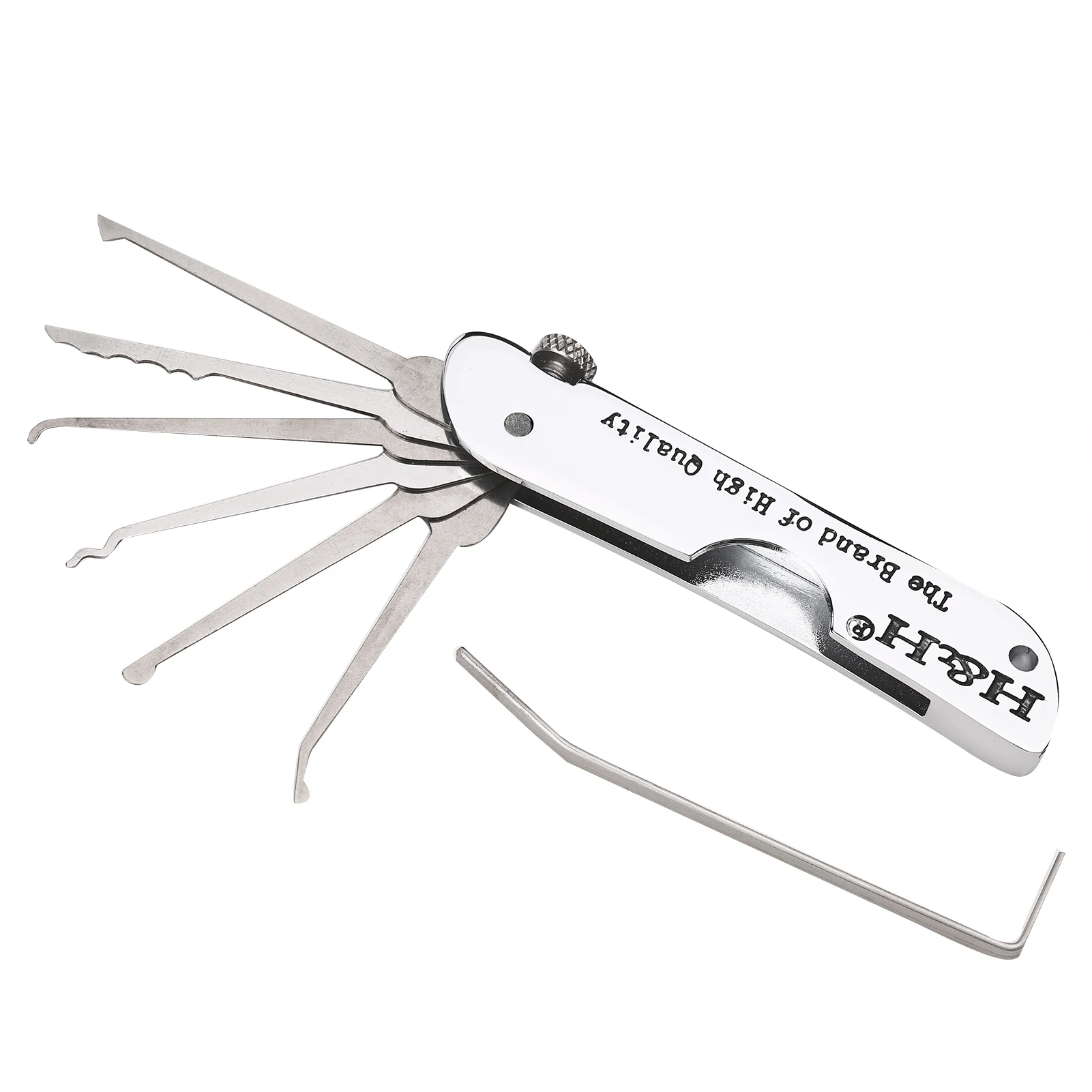 Practice Lock Lock Picking Set Foldable 7 in 1 Stainless Steel Pick Set with Wrench Compact Training Kit for Beginners