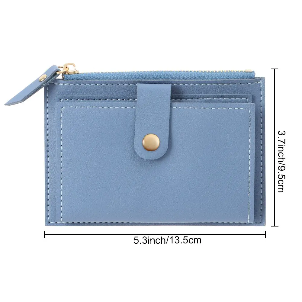 Women Fashion Small Wallet Purse Solid Color PU Leather Mini